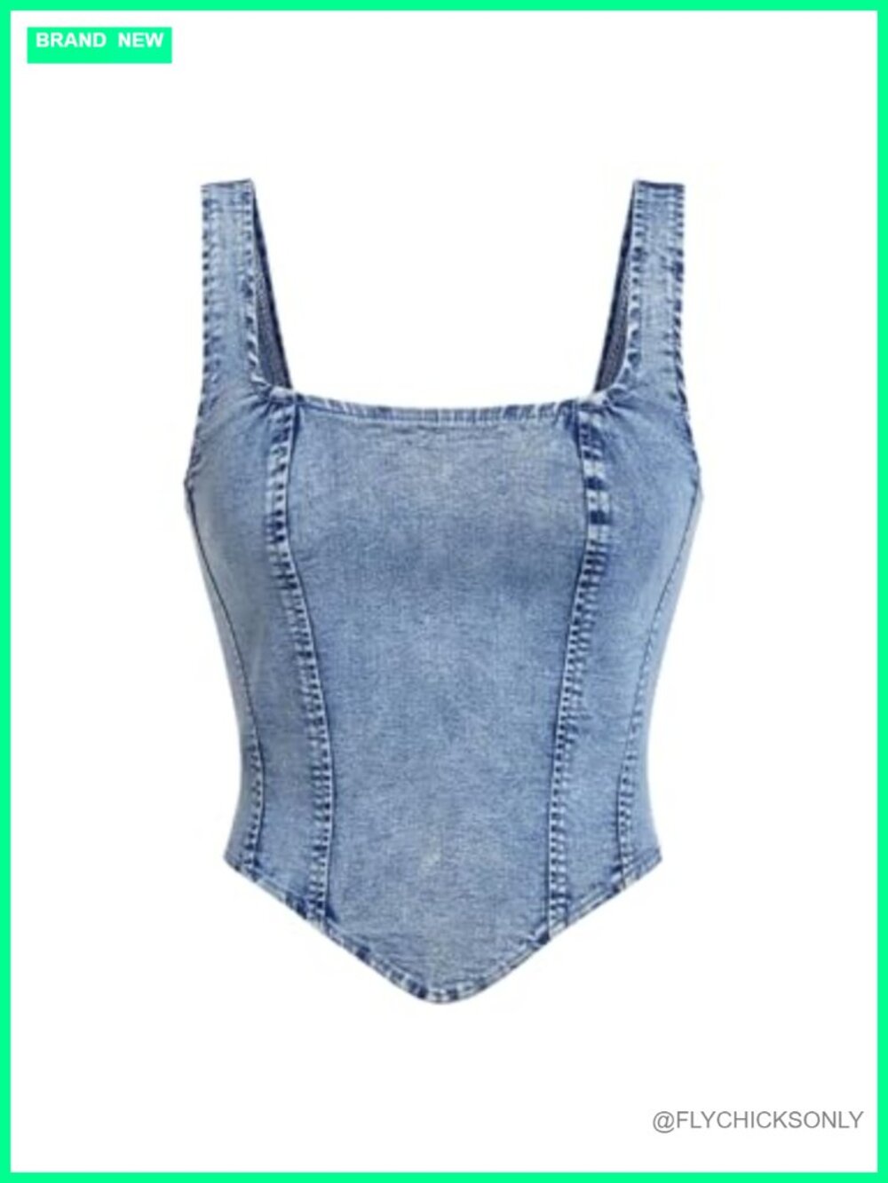 Denim Corset Tank Top Crop Sleeveless Zip Back Y2K Streetwear